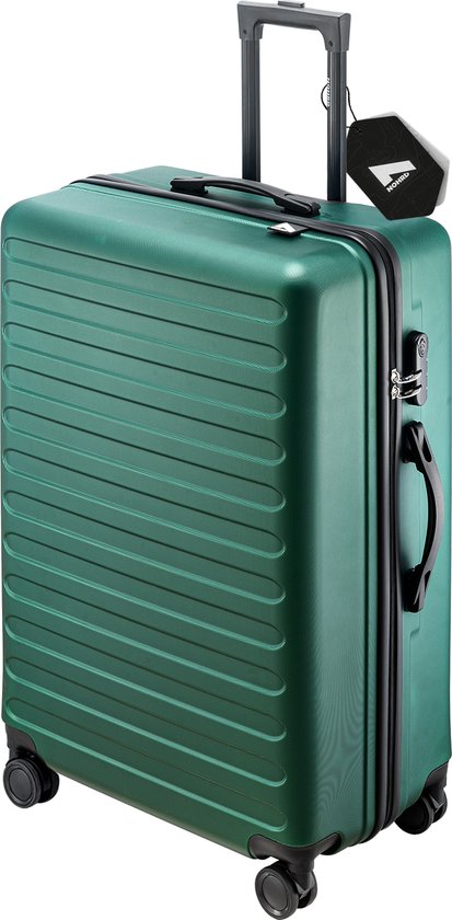 NOHRD Koffer 110L - 75x50x30 cm - Reiskoffer Groot met Spinner Wielen - Lichtgewicht - Trolley - Cijferslot - Forest Green