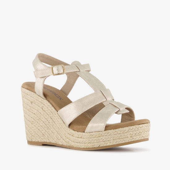 Blue Box dames espadrilles met jute en sleehak goud - Maat 39