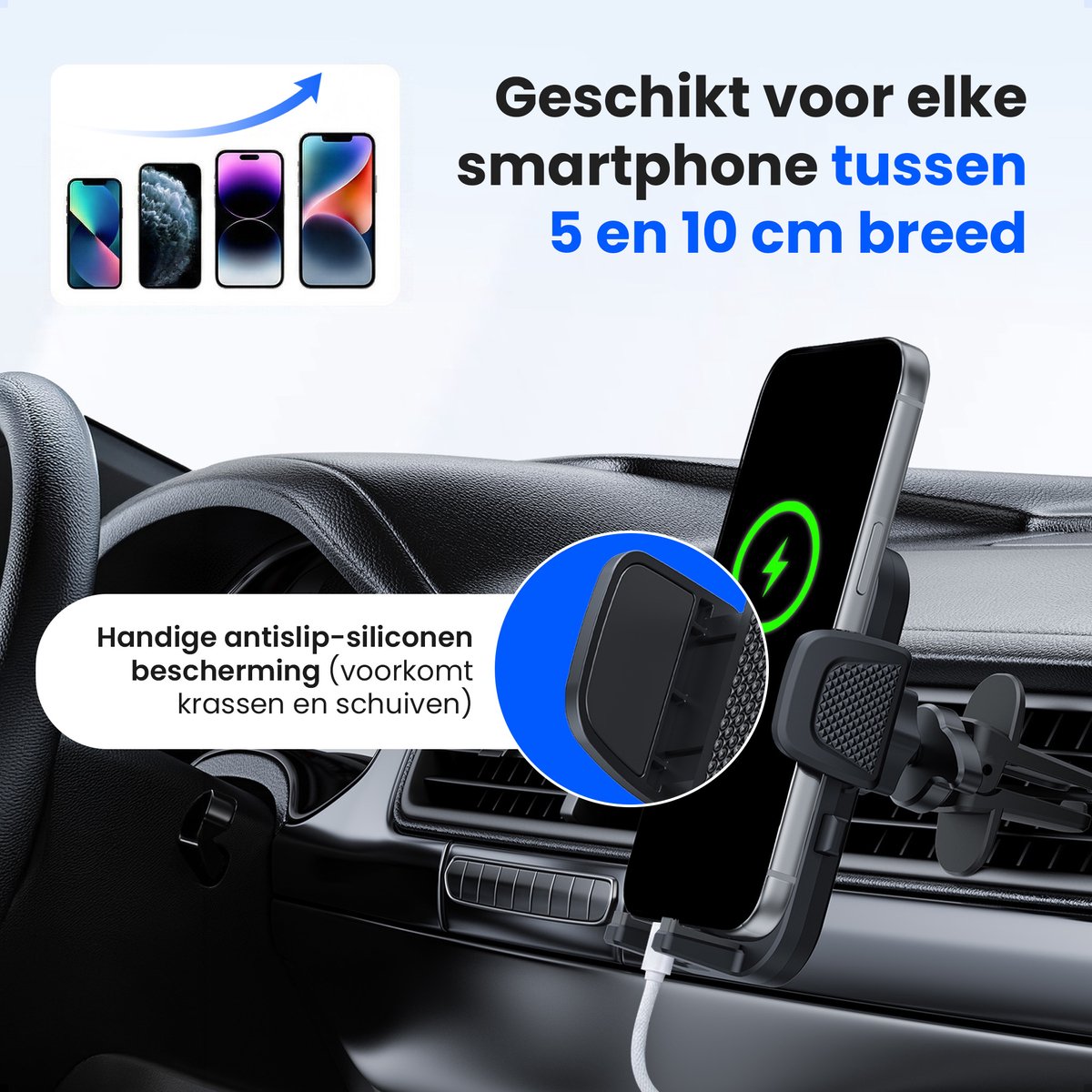 Siltcon® Telefoonhouder Auto Ventilatie - Telefoonhouders Auto - GSM Houder Auto - Auto Accessories - Verstelbaar en 360° Draaibaar - Universeel voor alle Telefoons – foto 8