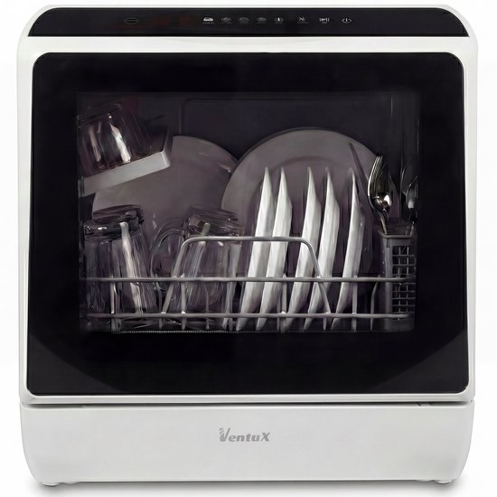 Ventux® Mini Vaatwasser Incl. App – Afwasmachine – 5 Programma’s – 900 Watt – 42,5 x 42,8 x 45,8 cm - Wit