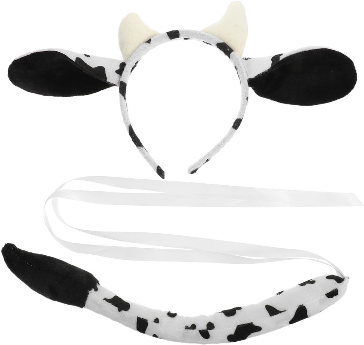 Complete set koe kostuum met oortjes hoofdband voor carnaval, Halloween, verjaardagsfeestjes, cosplay en toneeloptredens, duurzaam en comfortabel