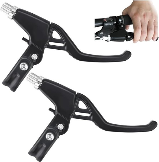 1 paire de leviers de frein de vélo, frein à main, levier de commande de frein de vélo universel, levier de frein de guidon en aluminium, adapté aux vélos de montagne et de course, noir, diamètre 22 mm