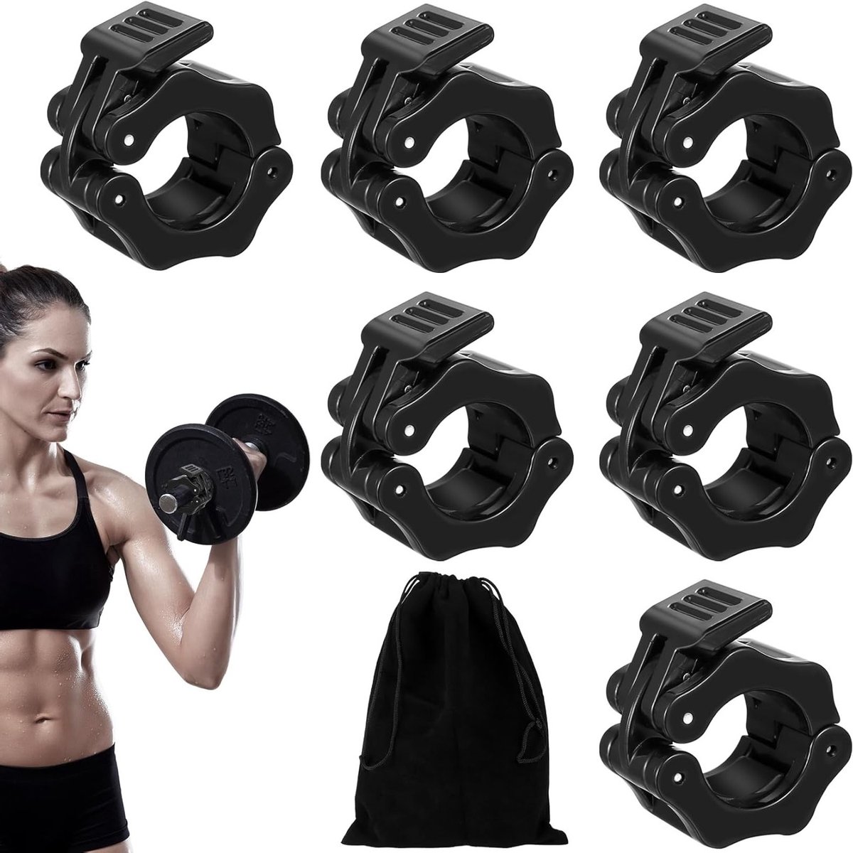 6 Pcs Dumbbell Clips - 3cm/1.18 Inch Non Slip Dumbbell Clips - Quick Release Dumbbell Collars voor Gym - Training - Gewichtheffen - Powerlifting - Fitness Accessoires
