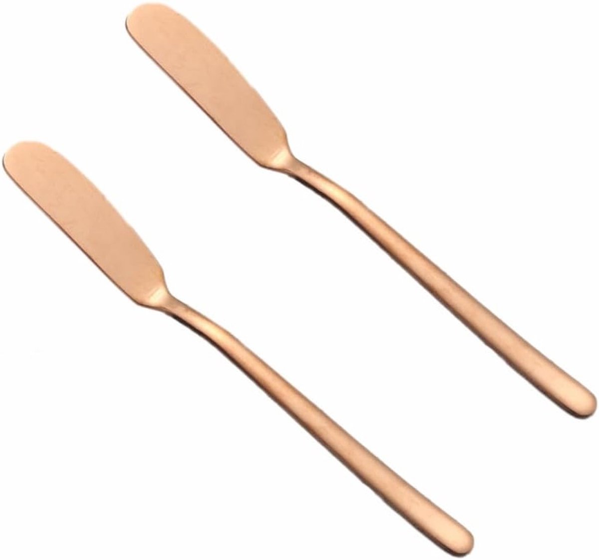 Set van 4 RVS Botermessen met Lange Handgreep voor Kaas, Brood en Desserts in Roségoud