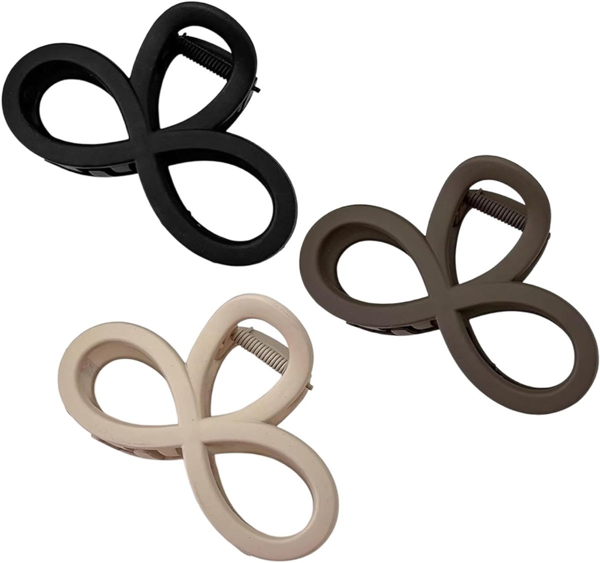 Set van 3 Haarspeld Klemmen, Medium Formaat, Stabiliteit voor Dikker en Dunner Haar, Matte Haaraccessoires voor Vrouwen in Zwart, Beige en Bruin