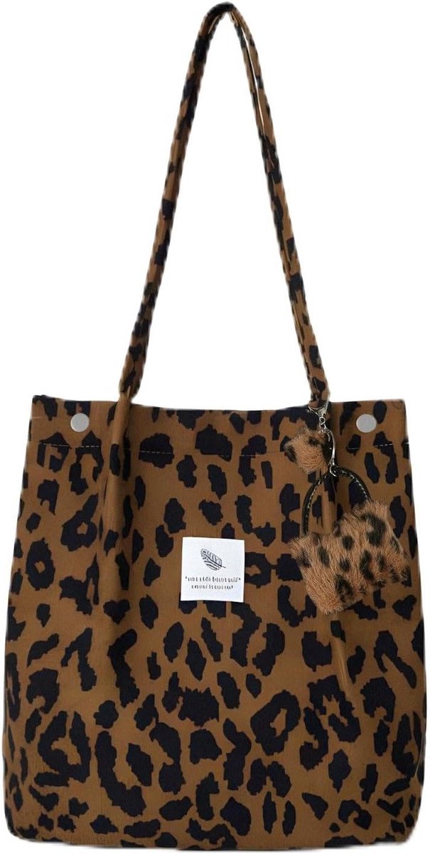 Grote strandtas met luipaardpatroon voor dames: ultralichte schoudertas, handtas en shopper, ideaal voor werk, school en reizen