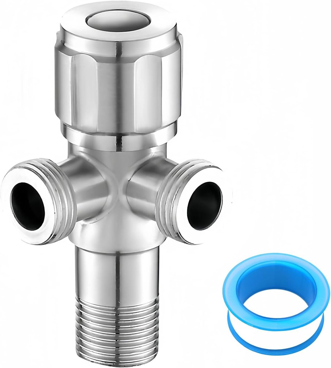 Verstelbare 1/2 inch kraan met grove riem, dubbele klep en hoekklep van roestvrij staal voor wastafelgebruik, ideaal voor sanitair en waterafvoer.