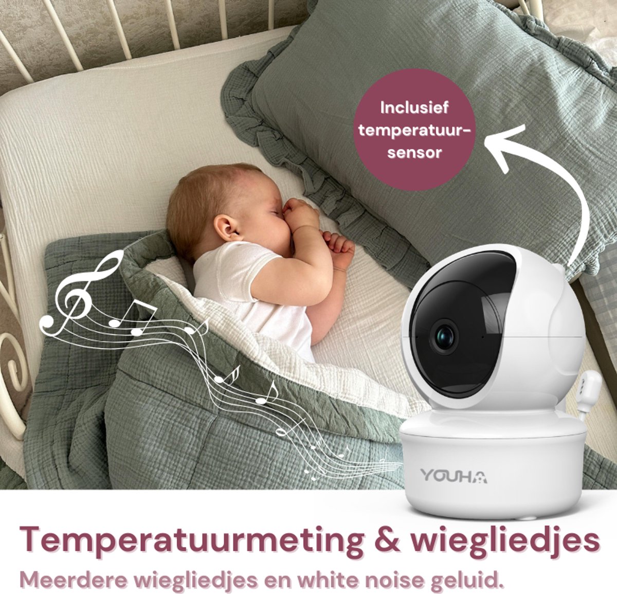 Youha Babyfoon - Babyfoon met Twee Camera's, Kleuren - afbeelding 2