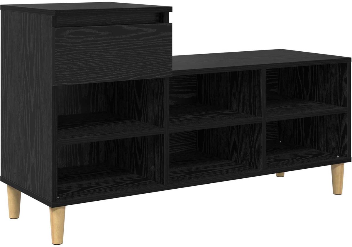 vidaXL Schoenenkast - 102 - x - 36 - x - 60 - cm - Bewerkt - hout - Zwart - eiken Zwart eiken