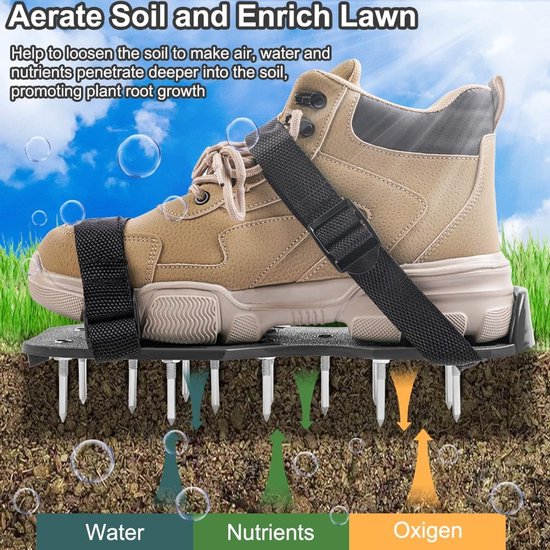 Schoenen met spijkers voor gazon- en tuinbeluchting - 42 mm beluchtingsschoenen met verstelbare bandjes - sandaal beluchter gazonschoenen - gazonbeluchtingsschoenen - zwart van Merkloos	 — afbeelding 3
