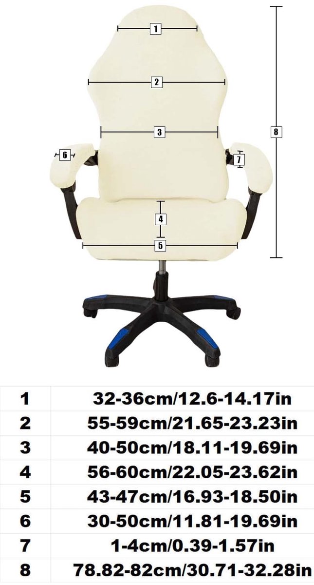 Allecto - Gaming Chair Slipcover - Wasbaar - Comfortabel - Beige Wit - Non-slip - Geschikt voor Gaming Chair, Computer Chair, Office Chair van Allecto — afbeelding 5