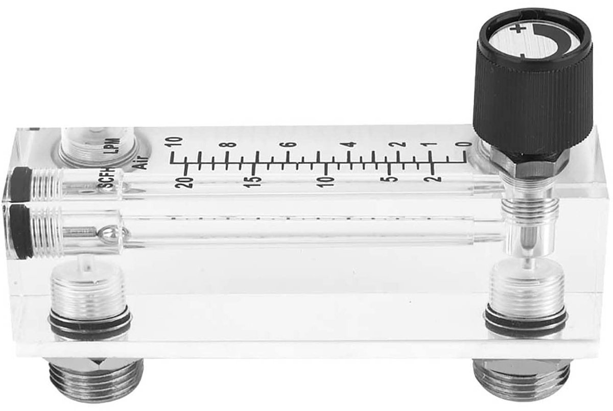 Allecto - Acryl PMMA Gas Flow Meter - Verstelbaar en Duurzaam - 1-10 Lpm - Voor nauwkeurige metingen - Geschikt voor laboratoria - Duidelijke aflezing