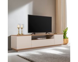 Vente-unique Tv-meubel met 3 deuren en 1 nis - Beige en naturel - LOTULA
