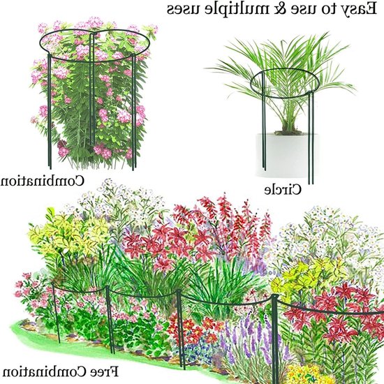 Set van 10 metalen halve plantsteunen voor tuinplanten, bloemen, tomaten en groenten (40 x 25 cm) van Merkloos — afbeelding 5