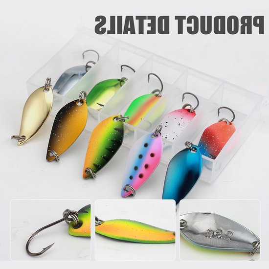 Set van 10 Spinner Spoons voor Vissen, Ideaal voor Forel, Snoek en Karper, 2.5g/3.5g/5g — afbeelding 5