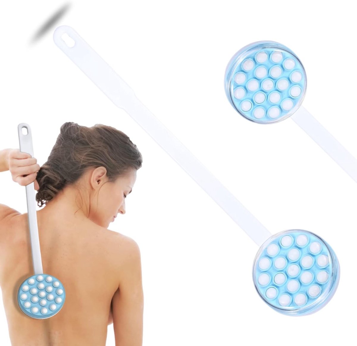 Verzorgende 2-in-1 Rugcrème en Massager met Lange Grip voor Massage en Reiniging, Ideaal voor Ontspanning en Huidverzorging