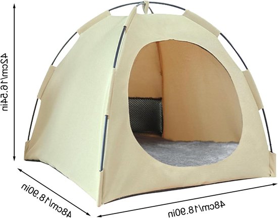 Ruime Katten Tent voor Grote Katten en Honden - Ademend, Wasbaar en Lichtgeel - Ideaal voor Binnengebruik en Comfortabele Schuilplek — afbeelding 2