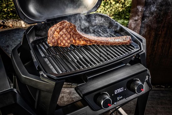 Elektrische tafelbarbecue grill 49 x 39 cm – 2-zone verwarming tot 300°C – digitale temperatuurregeling met display & thermostaat – gietijzeren porselein geëmailleerde grillroosters – iGrill Bluetooth compatibel – HomebyNicole — afbeelding 2
