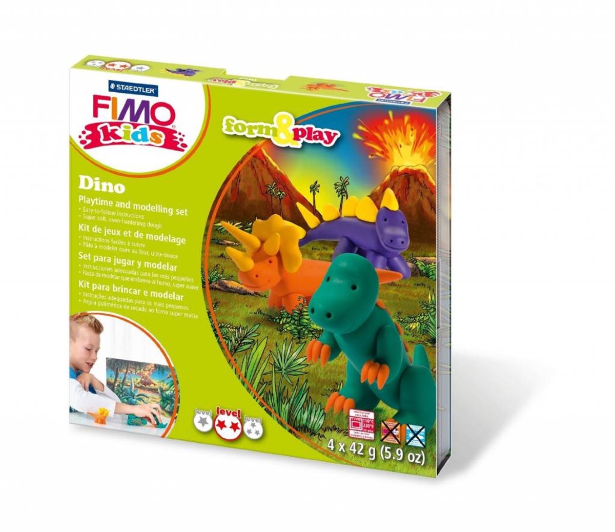FIMO kids 8034 - ovenhardende boetseerklei - form&play set - Dino — afbeelding 13