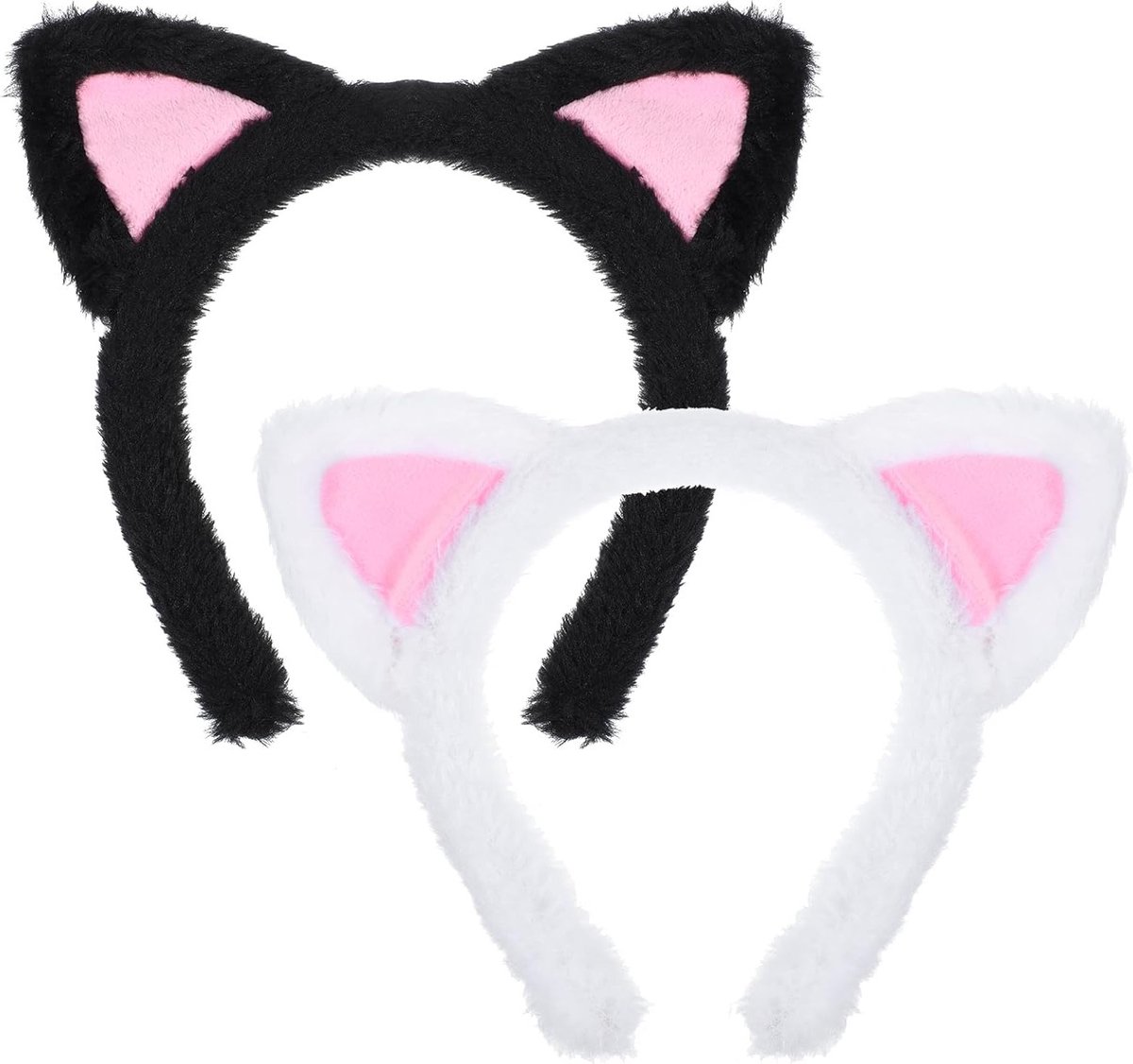Zachte en Schattige Kattenoren Haarband in Zwart en Wit voor Make-up, Gezichtsverzorging en Yoga, Geschikt voor Volwassenen en Kinderen