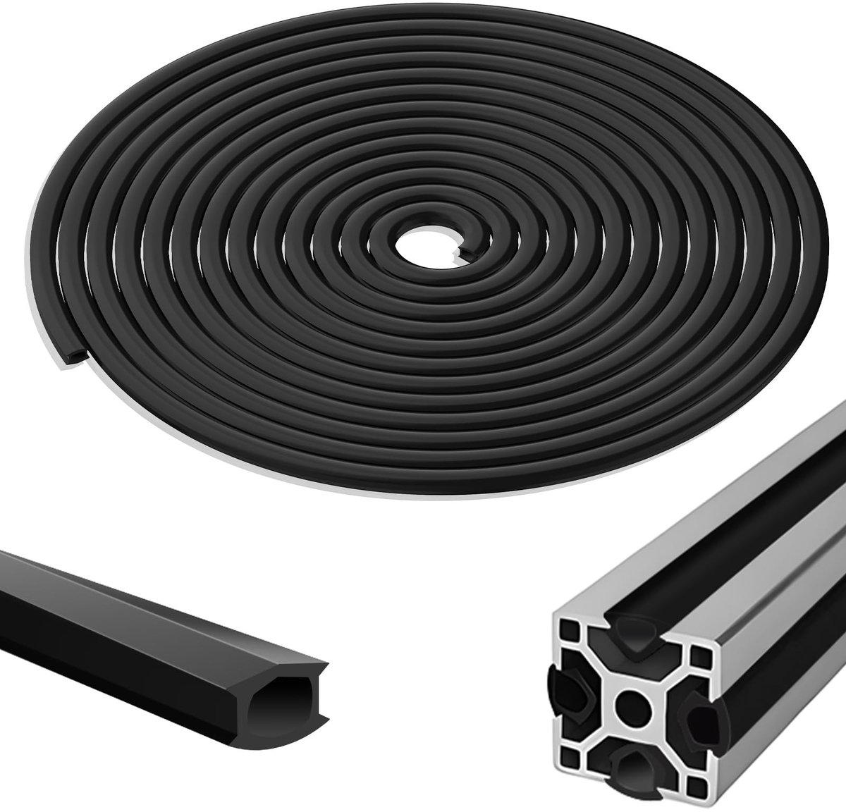 aladdien - Rubber Sealing Strip - Dustproof Sealing Strip - 10 meter - Flexibel en zacht - Geschikt voor 3D printer - Zwart