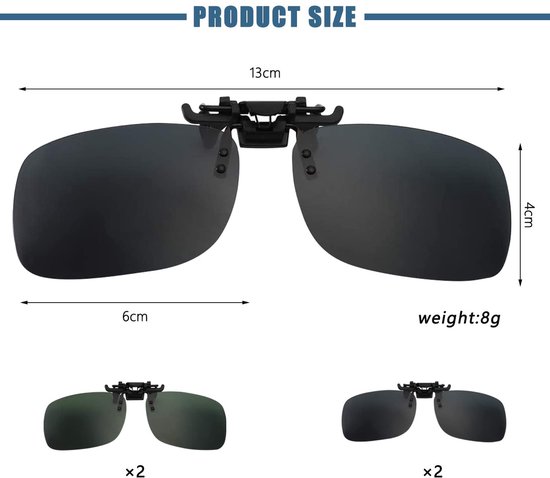 Pack van 4 Clip-on Zonnebrillen - Gepolariseerd en UV-Bescherming — afbeelding 3