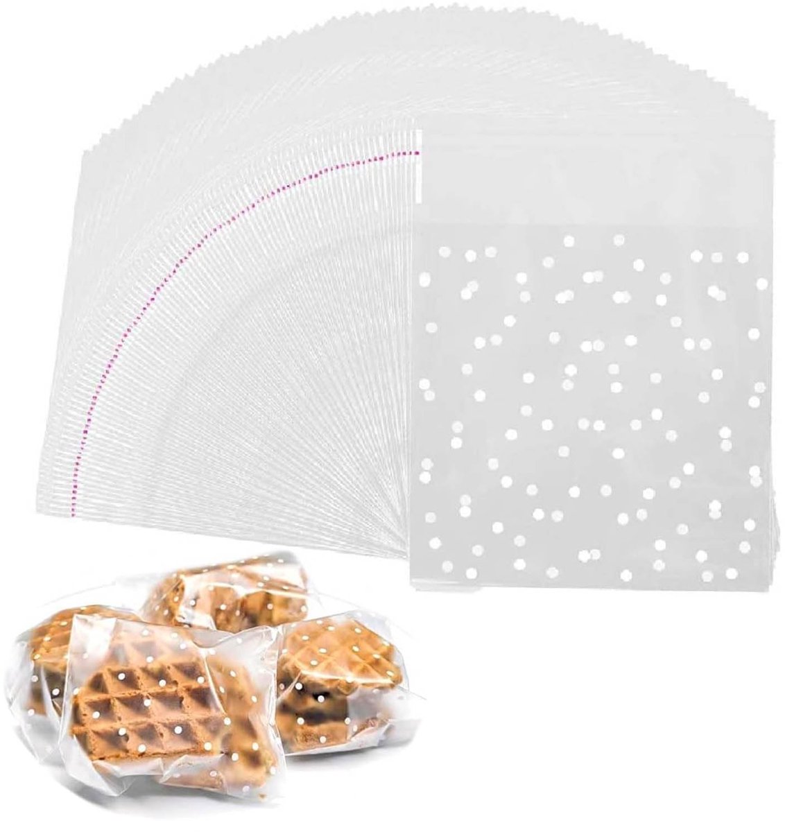 aladdien - Zelfklevende Cellofaan Zakjes - Voedselveilige Snoepzakjes - Ideaal voor Feestjes - 200 Stuks - Geschikt voor Snoep en Koekjes - Transpar..