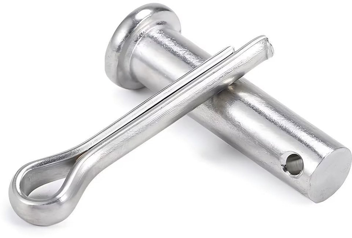 aladdien - Vorkkopbout - M16 x 65 mm - Enkel gat - Platte kop - Vorkbout met scheerpennen en splinten - Geschikt voor mechanische toepassingen