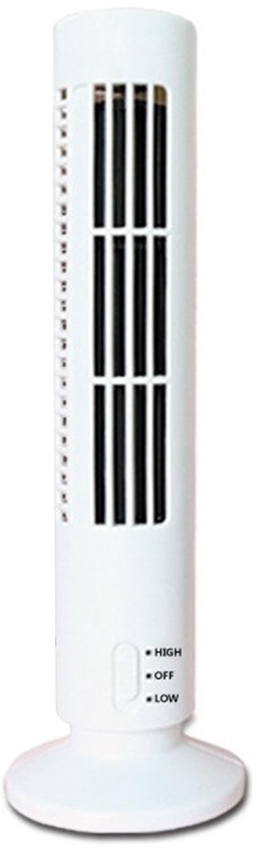 Allecto - USB Tower Fan - Bladeless - Krachtige Wind - Stil - Oplaadbaar - Wit - Bureauventilator - Geschikt voor Thuis en Kantoor - Model met 2 Sn..