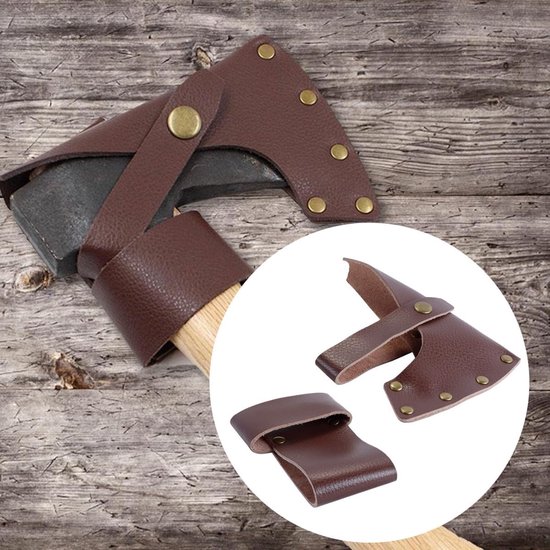 Dailygoods - Dikke leren bijlbladen hoes schede leren hoofd holster bijl bescherming en riem houder handgemaakt — afbeelding 4