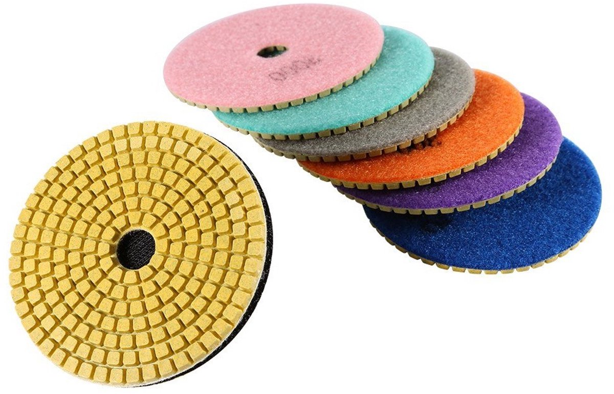4 inch diamanten polijstpads voor nat en droog gebruik, ideaal voor het slijpen en polijsten van graniet, beton en marmer