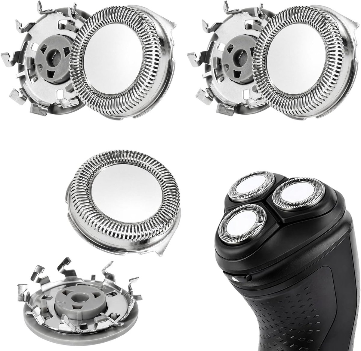 Vervangende scheerkoppen voor Philips Series 1000, 2000, 3000 en 5000 - 3 stuks met reinigingsborstel, scheerkoppen voor heren, precisiemessen en scheeraccessoires