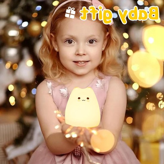 Nachtlampje Kinderen - Kinder Nachtlampje - Siliconen Nachtlamp - Nachtlampje baby - Kat Lamp Kawaii - LED Nachtlampje - 7 Kleuren - Batterij Nachtlamp - Zacht Licht van LumiPets — afbeelding 4