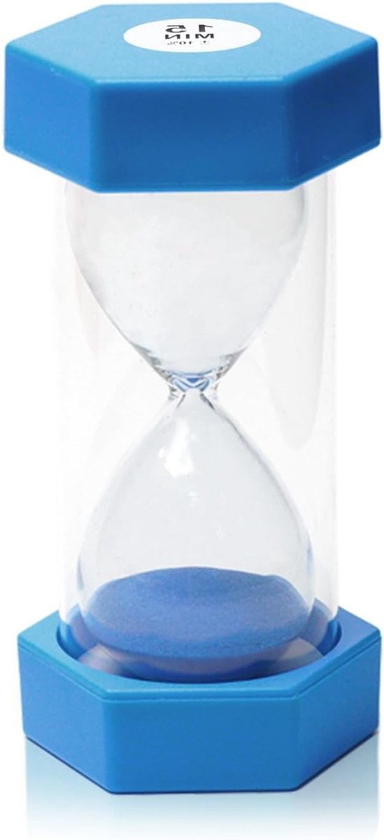 Hexagonaal zandloper met timer voor kinderen - 15 minuten, blauw - Ideaal voor tijdbeheer en spelletjes