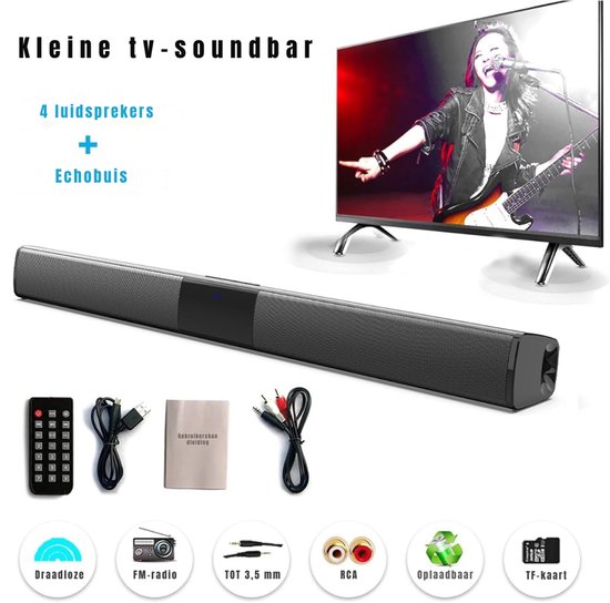 YOR® Soundbars - Soundbar met DSP-Technologie - Speaker met Bluetooth -Soundbar met Subwoofer - Soundbar PC - AUX - USN - TF-Kaart- met Ingebbouwde Microfoon - Klein - Zwart - 59cm x 9cm x 9cm van Merkloos — afbeelding 4