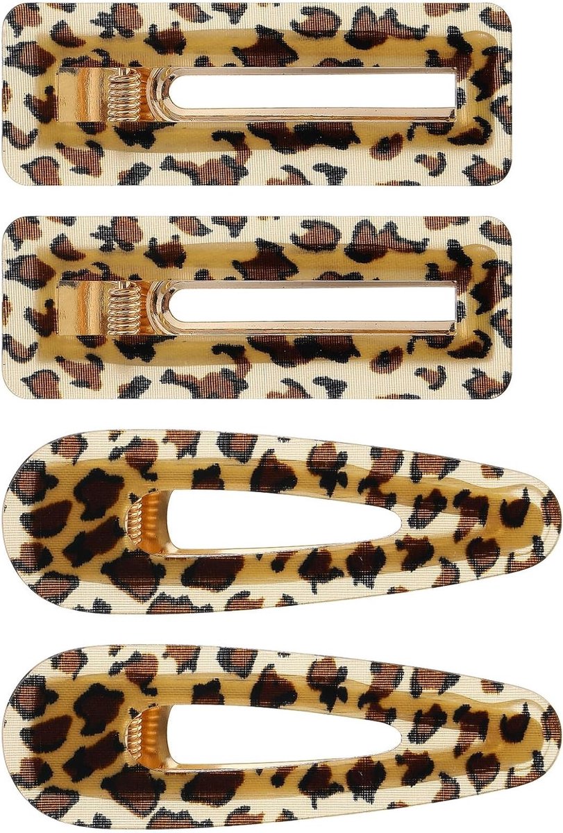 4x Luipaard Haarclip Set: Vintage Cheetah Print Haarspeldjes voor Vrouwen en Meisjes