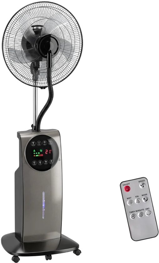 3-in-1 Staande Ventilator met Vernevelaar, Timer, LED-display, 3,1L Reservoir, 3 Snelheden, 70° Oscillatie
