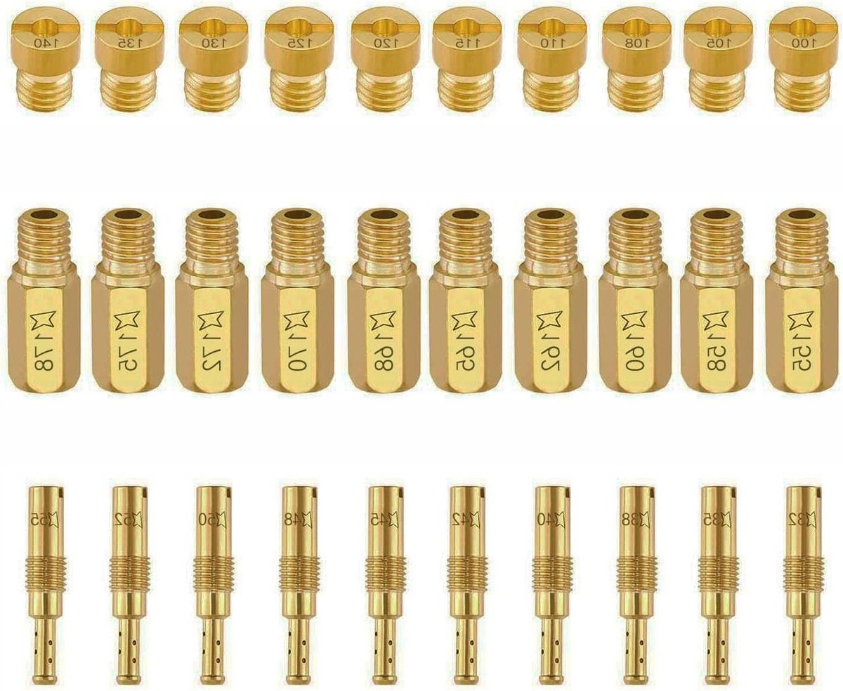 Complete Carburetor Jet Kit met 10 Stuks Langzame Pilot Jets en 20 Stuks Hoofd Jets voor Verbeterde Motorprestaties in Motorfietsen en Dirtbikes