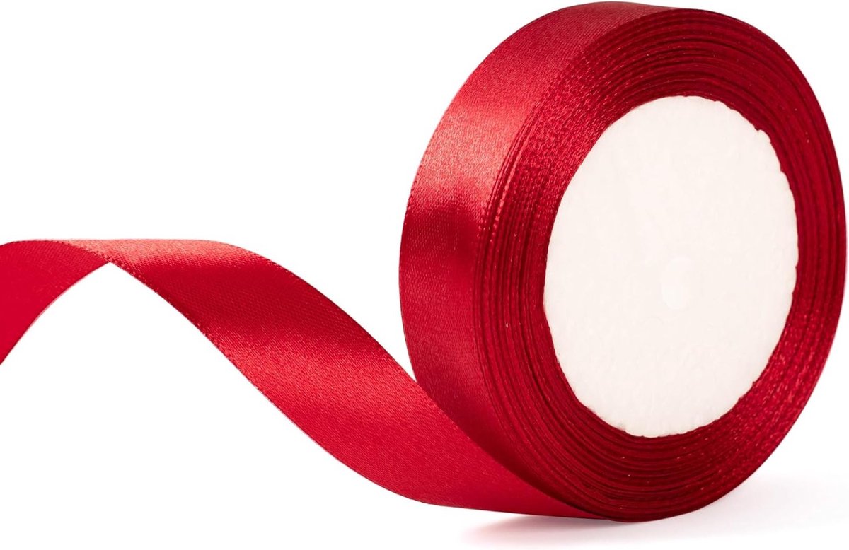 Bordeauxrode Kerststrik van 20 mm Breed voor Cadeauverpakking, 22 Meter, Versiering voor Feestdagen, Bruiloften, Knutselen en Haaraccessoires