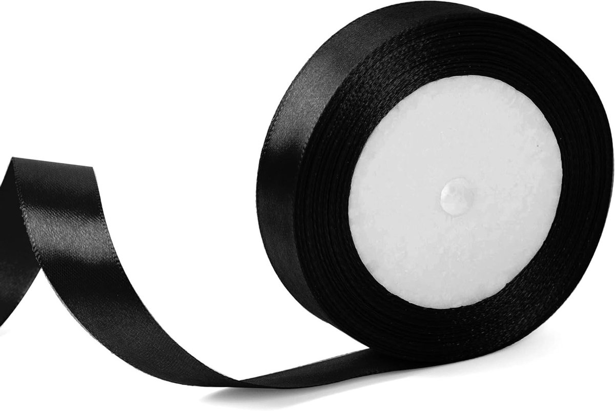 Zwarte 20mm Brede Ribbons voor Cadeauverpakking en Decoratie, Perfect voor Halloween, Haaraccessoires en Creatieve Knutselprojecten, 22m Lang