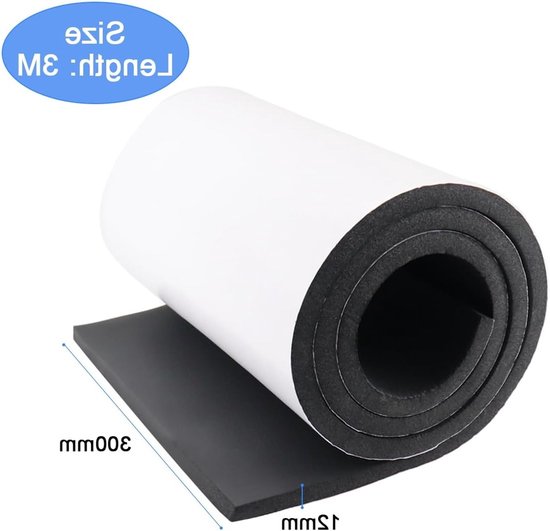 Multifunctionele Neopreen Foam Roll, Zelfklevend Isolatiemateriaal, Geluiddemping en Schokabsorptie, 300 mm x 12 mm x 3 m van Merkloos — afbeelding 5