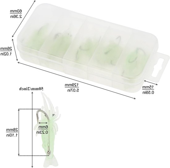 15 Stuks Zachte Plastic Garnalen Lures - Kunstmatige Visaas voor Garnalenvisserij met Haak — afbeelding 4