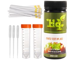 pH Bodemtest Kit met 100 Teststrips - Meet Bodem pH-niveau van 3.0 tot 9.0 voor Tuin, Gazon en Planten