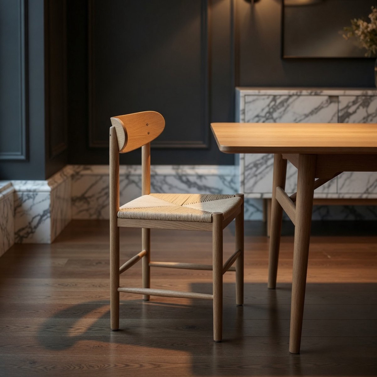 Scandinavische Eetkamerstoelen Set van 4 – Massief Eiken & Papiertouw – Natuur Geolied – FSC Gecertificeerd – Tijdloos Skandi Design – Voor Keuken & Eetkamer – 51x41x78 cm – Ganeey