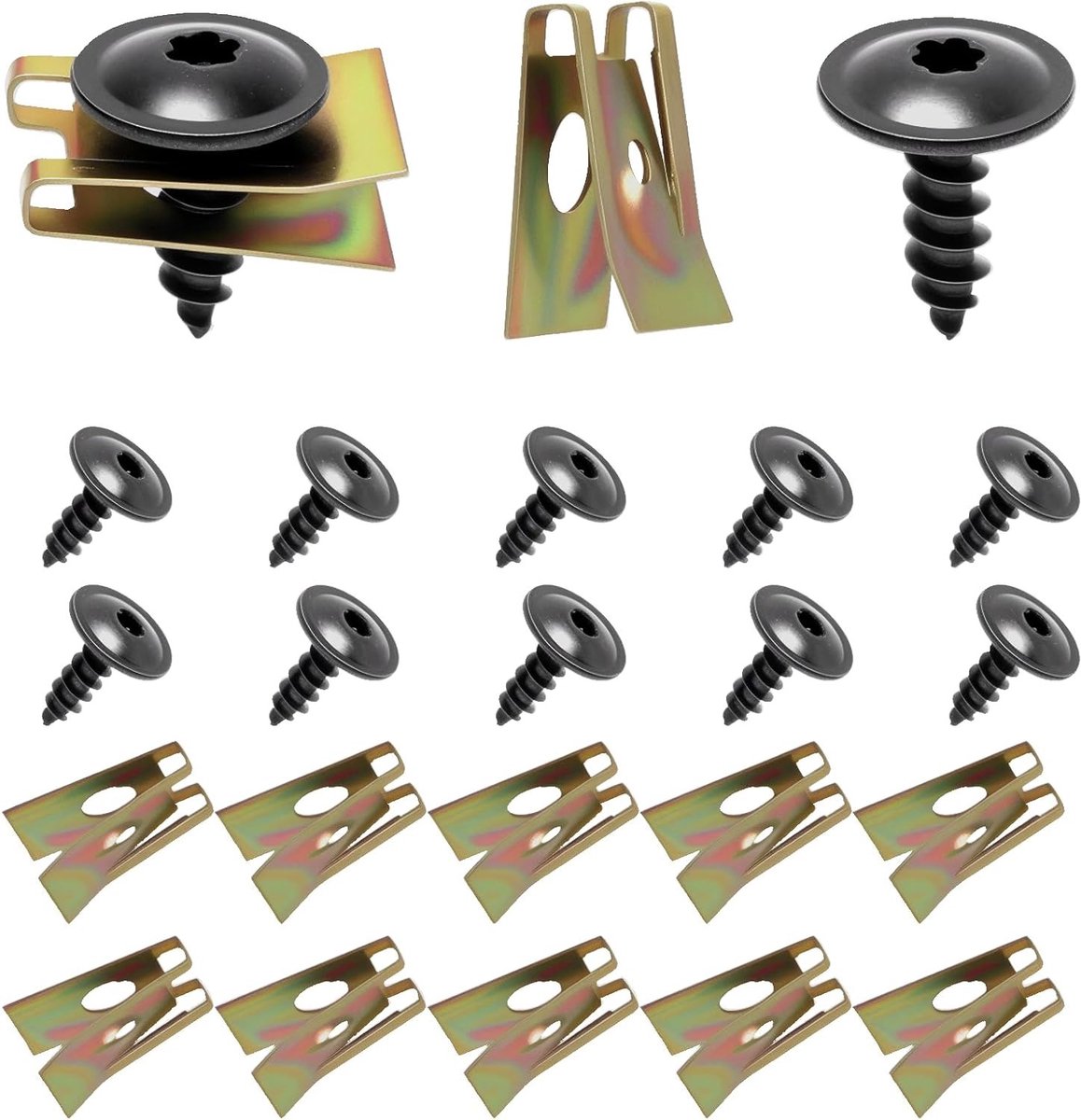 10 Sets U Screws Clip Kit voor Auto Vloerbescherming, Gegalvaniseerde Stalen Klemmen voor Modderguard, Deurtrim en Ondersteuning