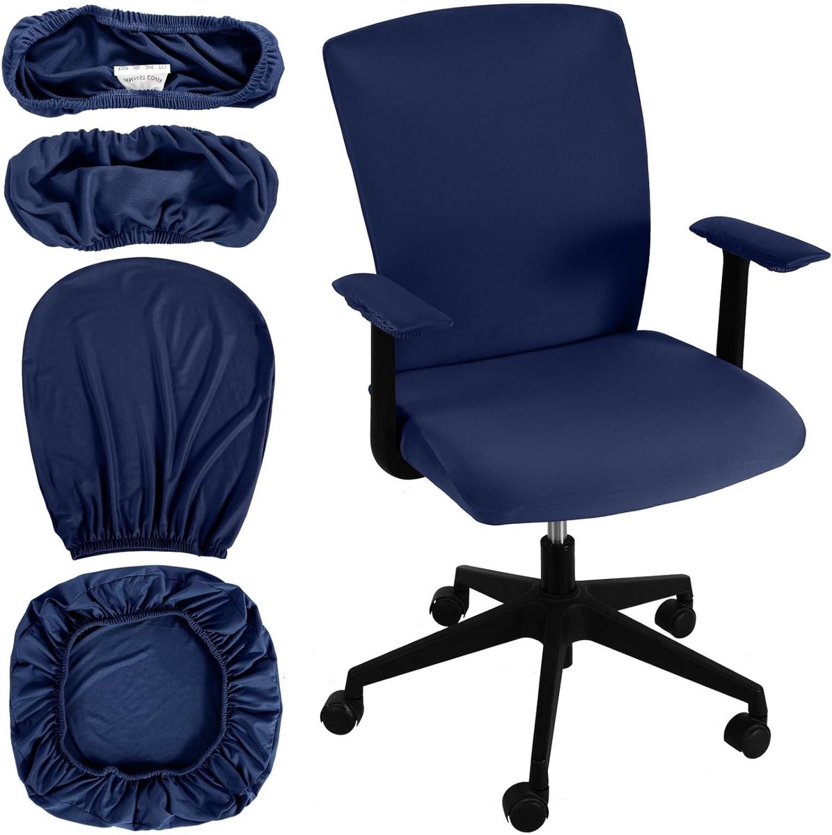 Universele 4-delige Stoelhoezen Set voor Kantoor - Elastische Bescherming voor Bureau Stoelen, Armleuningen en Rugleuning Kussens