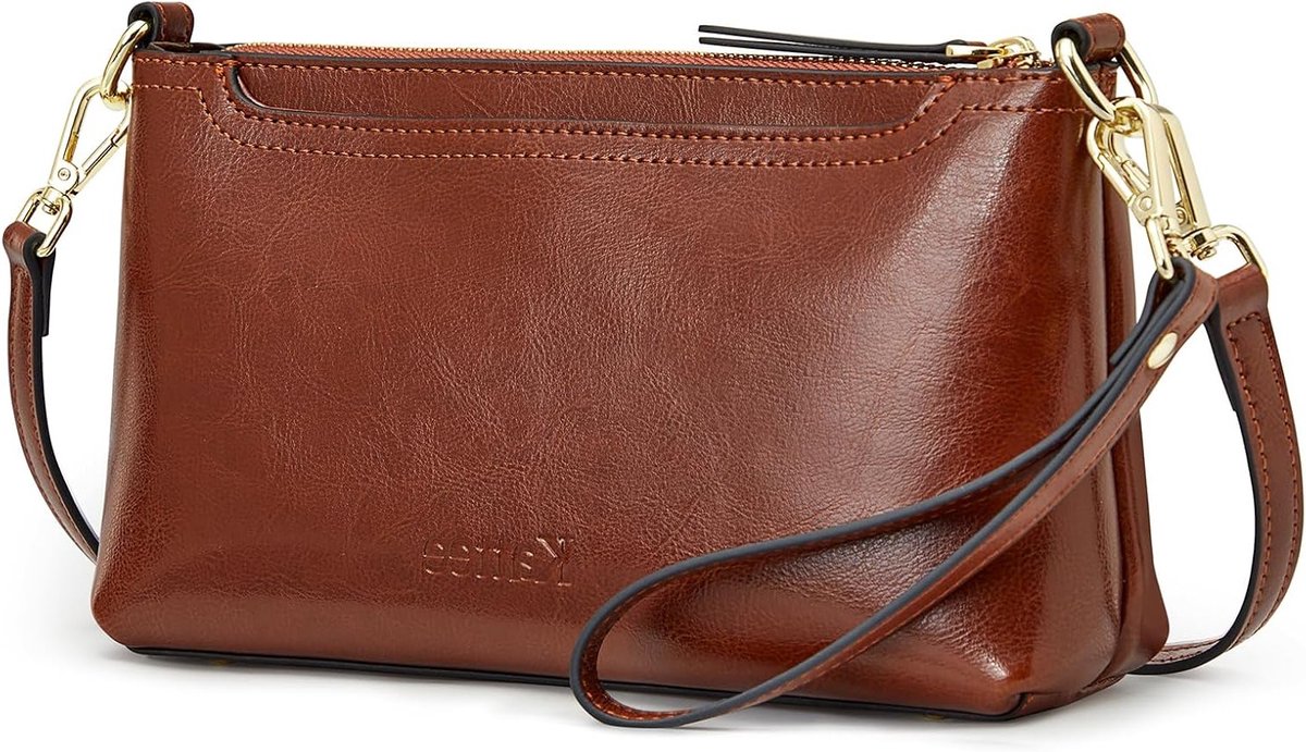 Trendy Leren Crossbody Tas voor Vrouwen - Kleine Schoudertas en Handtas met 2 Verstelbare Bandjes en Clutch Functie