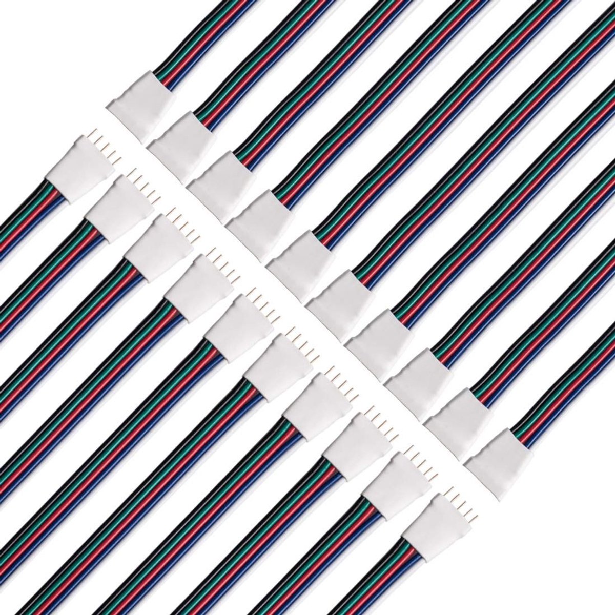 Allecto - 5-pin connector - LED stripkabel - 15 cm - Mannelijk en Vrouwelijk - LED verlichting - Geschikt voor 5050/3528 strips