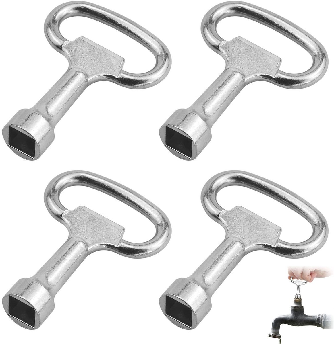 Allecto - Sleutelset - universele vent wrenches - geschikt voor gas en water meter - 4 stuks - 8mm - duurzame kwaliteit - handig in gebruik - ideaa..