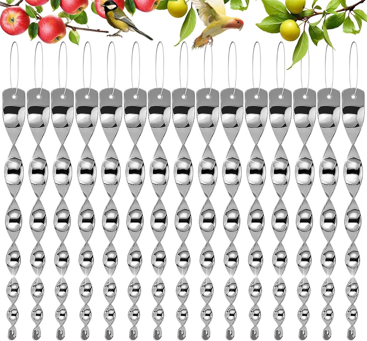 Set van 15 Reflecterende Windspiralen voor Vogelafschrikking, Bescherming van Bloemen en Fruit, Effectieve Vogelbestrijding in de Tuin